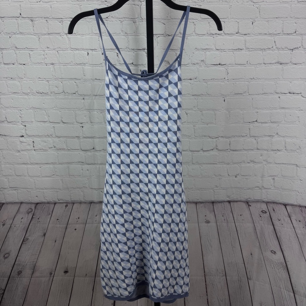 Abercrombie & Fitch Blue Geometric Printed Sweater Dress Size Medium Tall